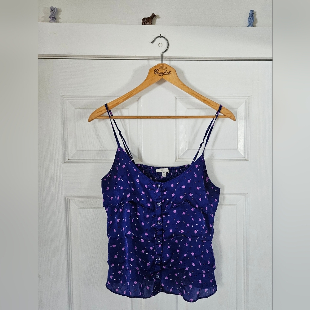Hollister Purple Floral Button-Front Cami Top L